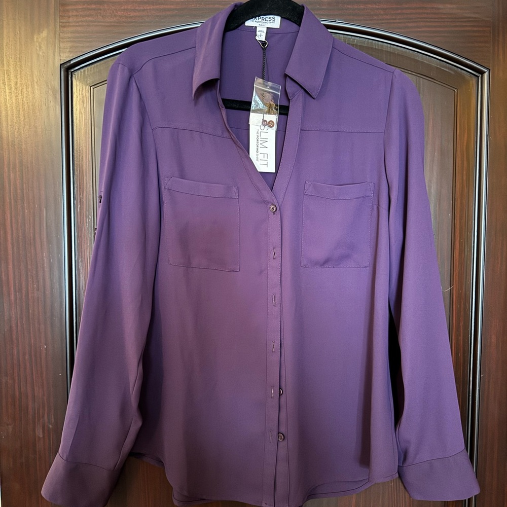 Express Women's Purple Button Down Shirt